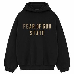 Fear of God Black Hoodie with Gold Text